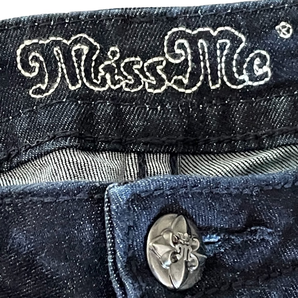 Miss Me Dark Wash Low Rise Sequin Super Skinny Jeans Size 29 - Picture 7 of 9